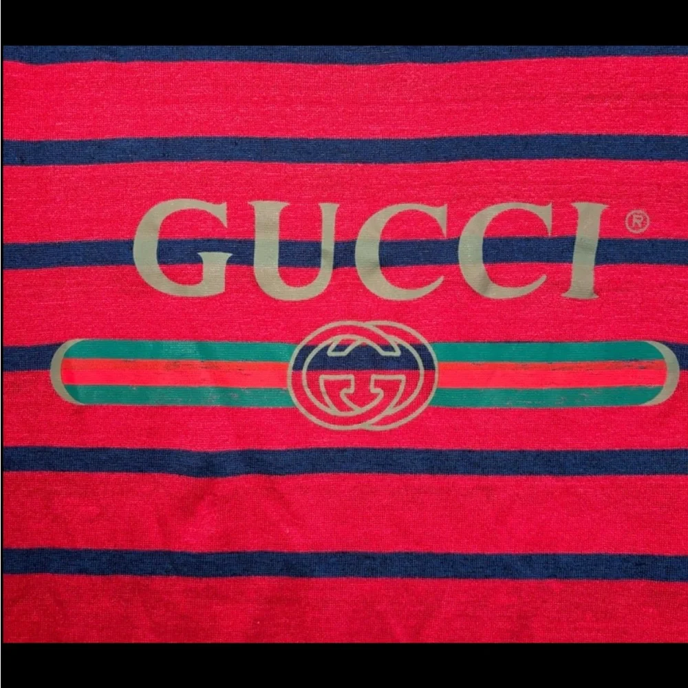 Gucci Red and Navy Striped Tee - Picture 3 of 5